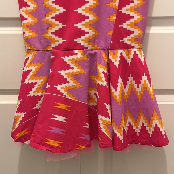 True Fond Ghana Colorful Zig Zag Print Dress with Bows & Tulle - Picture 4 of 16